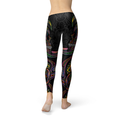 Womens Sugar Skull Leggings - Stylemz