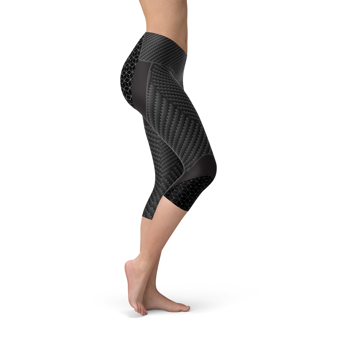 Womens Carbon Fiber Sports Capri Leggings - Stylemz