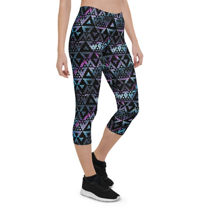 Geometric Galaxy Capri Leggings for Women - Stylemz