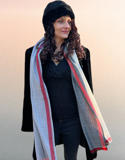 Black and White Classic Plaid Wool & Silk Scarf - Stylemz