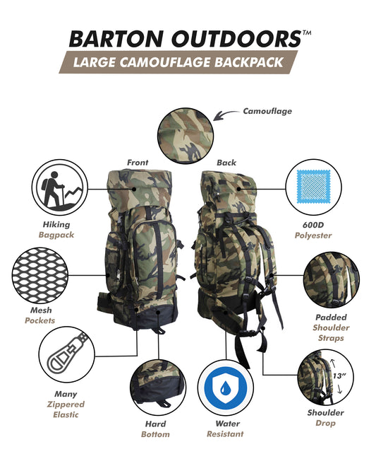 Camouflage 30 Inch Water-Resistant Mountaineer's Backpack