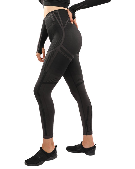 DECATA SEAMLESS LEGGINGS - BLACK & BROWN - Stylemz