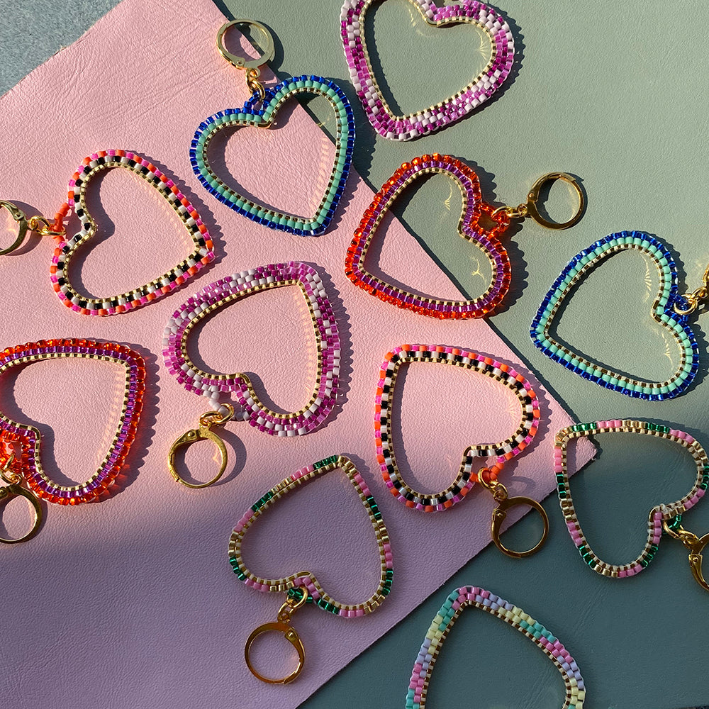 Candy Heart Hoop Earrings with Gold Plated Hearts