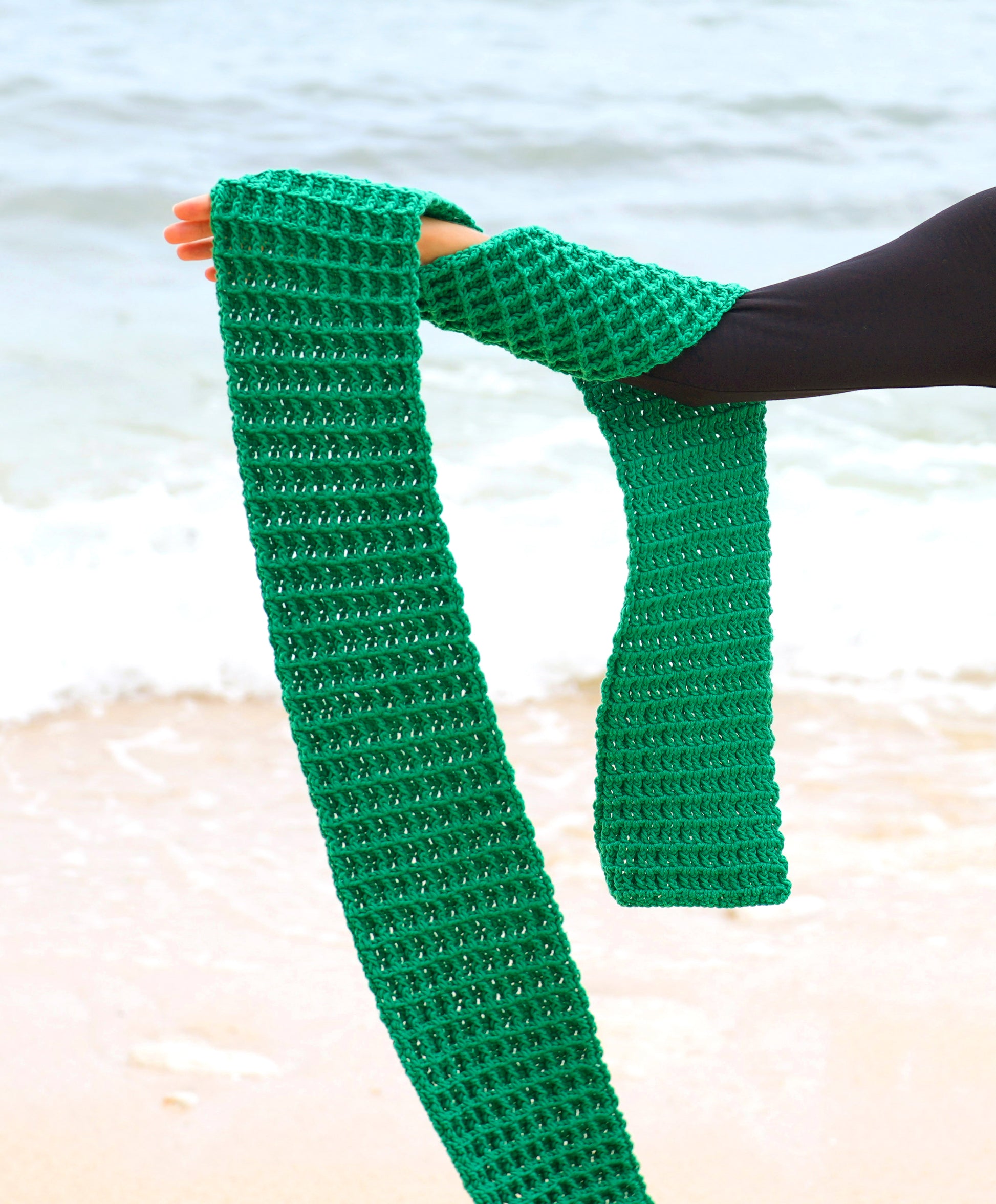 WAFFLE Crochet Scarf in Green - Stylemz