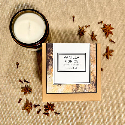 Vanilla + Spice 8oz Soy Wax Candle for Cozy Ambiance