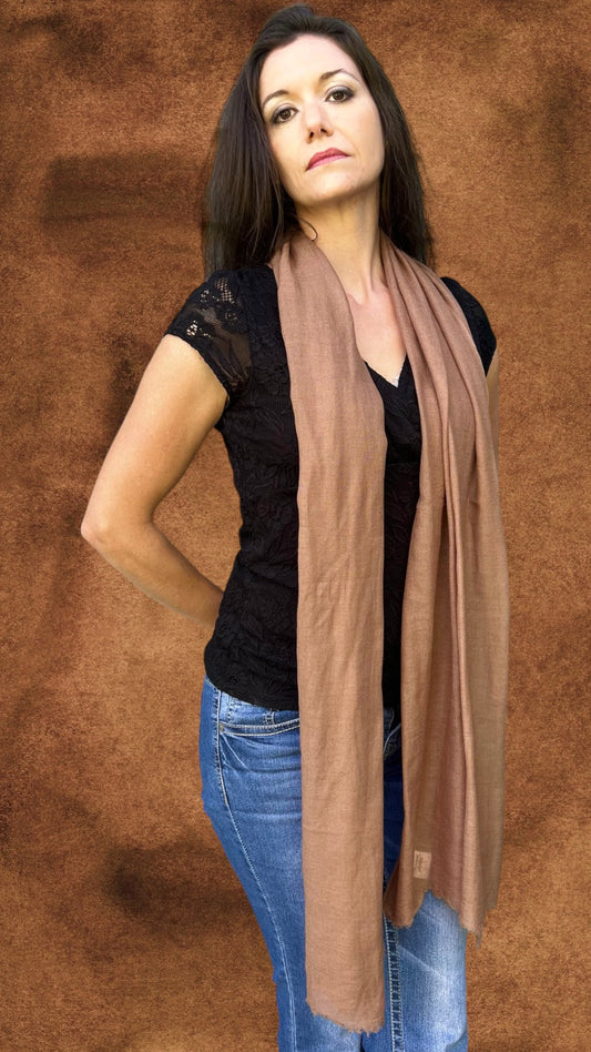 Beige Featherlight Solid Wool Scarf - Stylemz