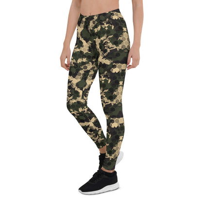 Womens Army Camo Leggings with Honeycombs - Stylemz