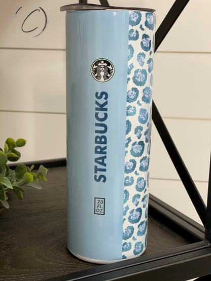 Teal Leopard Starbucks 20oz Skinny Tumbler - Stylemz