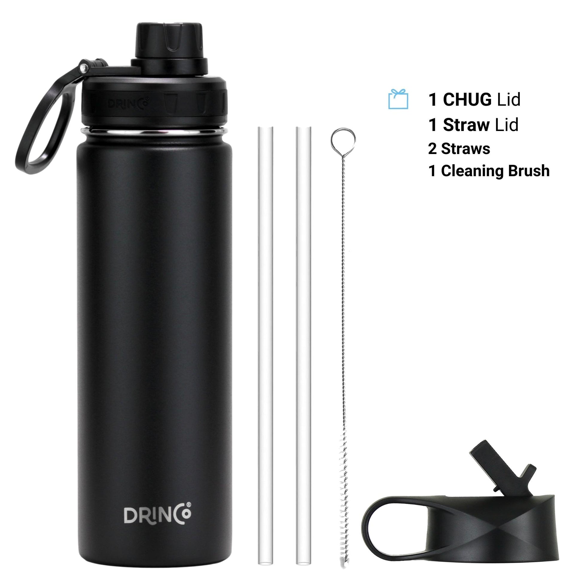 DRINCO® 22oz Stainless Steel Sport Water Bottle - Black - Stylemz