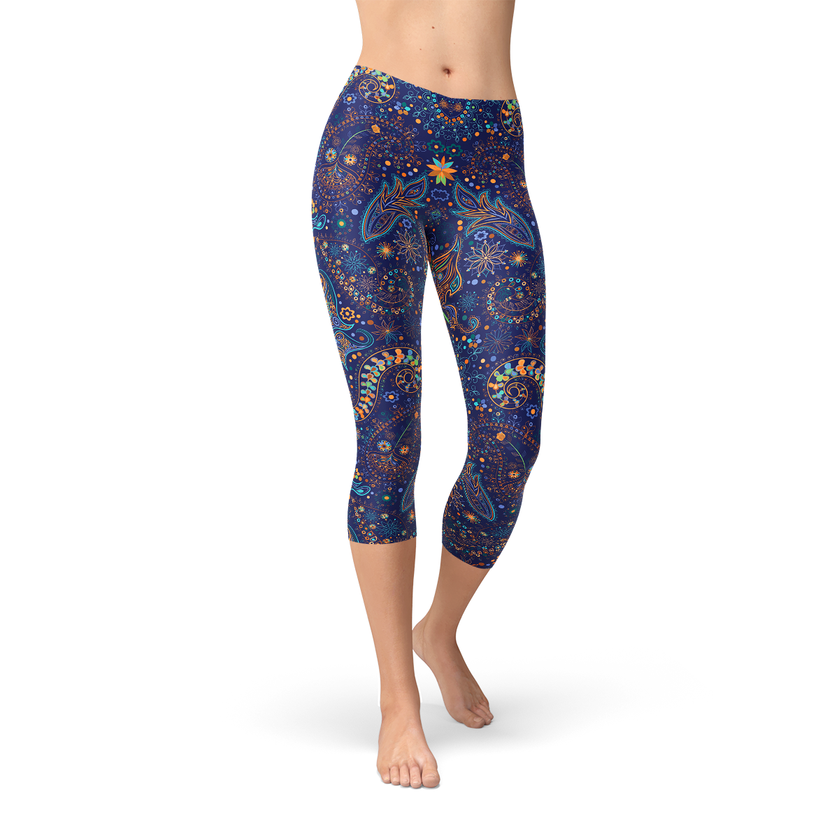 Womens Paisley Butterfly Capri Leggings - Stylemz