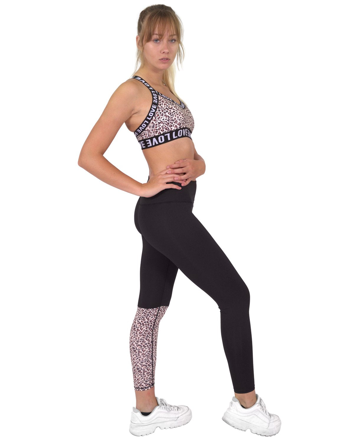 Jordena Leggings & Sports Bra Set - Black Leopard Print