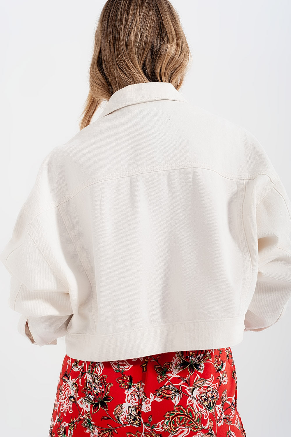 Denim Jacket With Diamante Fringing in White for Casual Style