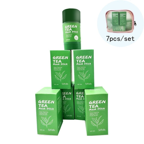 7 Pcs Green Tea Mask Stick for Face, 10 Minutes Blackhead Remover