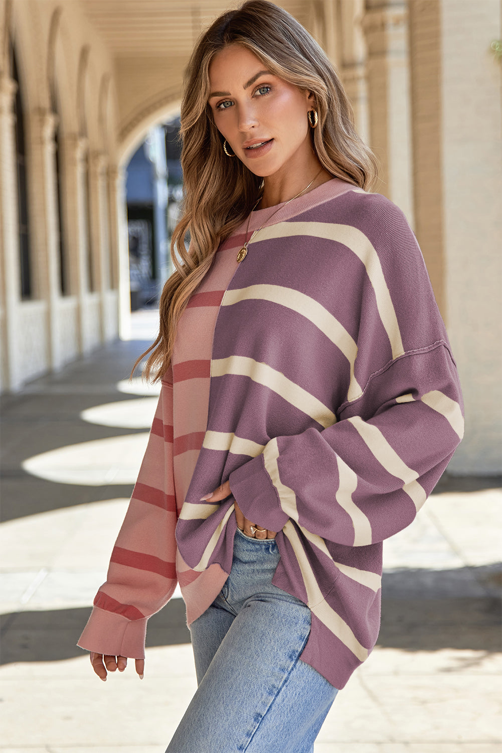 Araya Stripe Oversized Sweater for Cozy Fashion Days