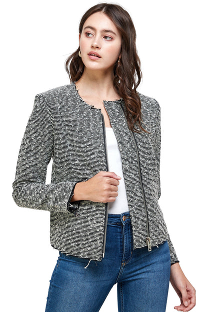 Textured Zip-Up Jacket – Casual Elegance - Stylemz