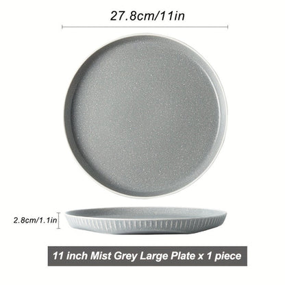 Elegant Mist Gray Porcelain Dinner Plate Dishwasher Microwave Safe