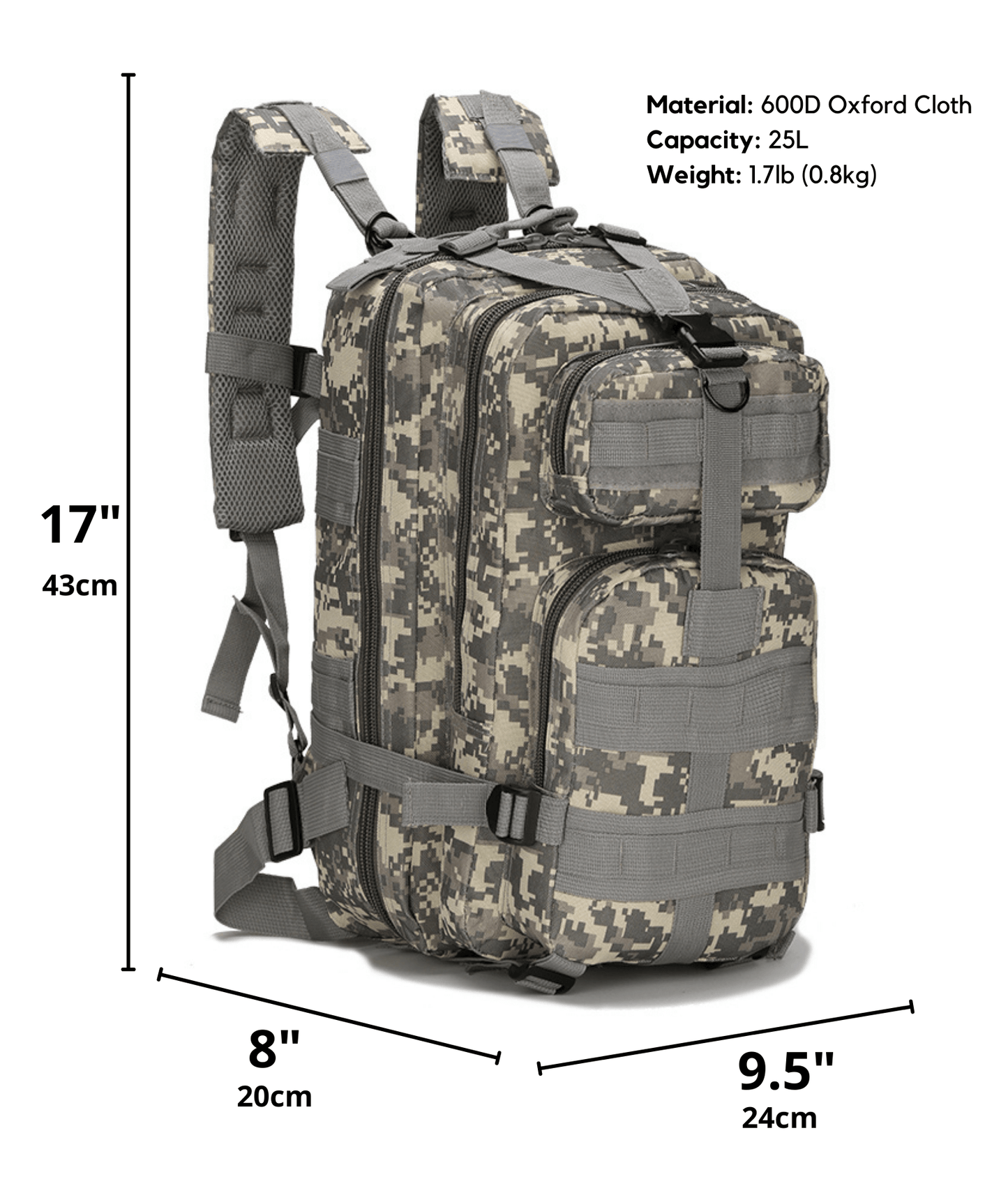 Tactical 25L Molle Backpack for Outdoors and Travel