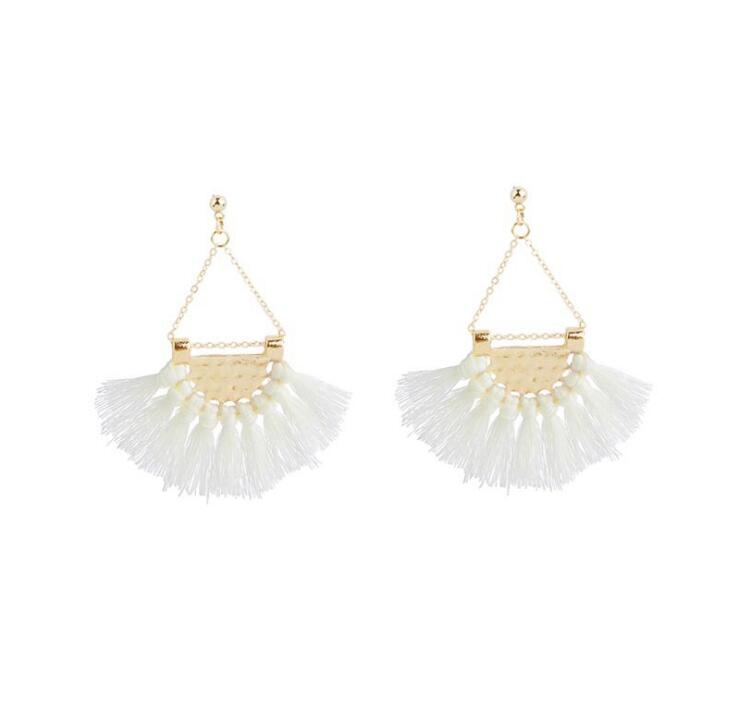 White Tassel Earrings - Chic Dangle Design for Women