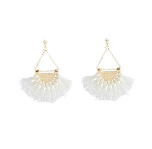 White Tassel Earrings - Chic Dangle Design for Women