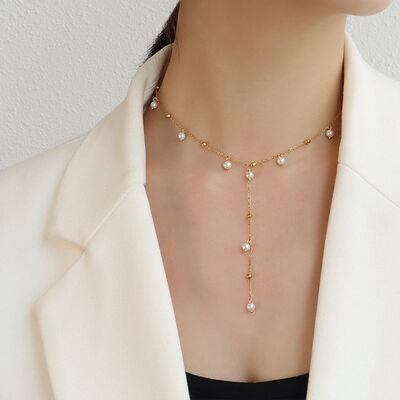 18K Gold-Plated Pearl Drop Necklace