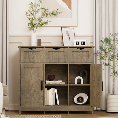 Storage Cabinets Wooden Floor Cabinet with Drawers and Shelves