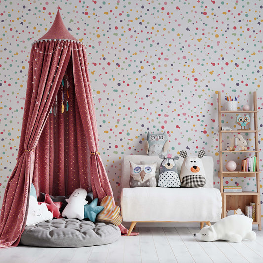 Rainbow Polka Dots Wallpaper for Colorful Home Decor