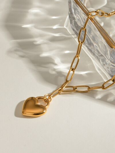 18K Gold-Plated Stainless Steel Heart Pendant Necklace - Stylemz