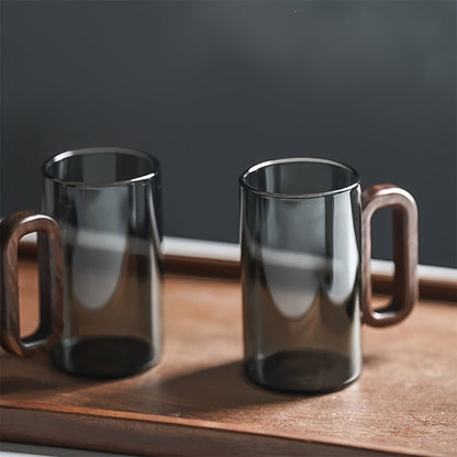 Ecofriendly Glass Mug Set with Dark Walnut Handle - Stylemz