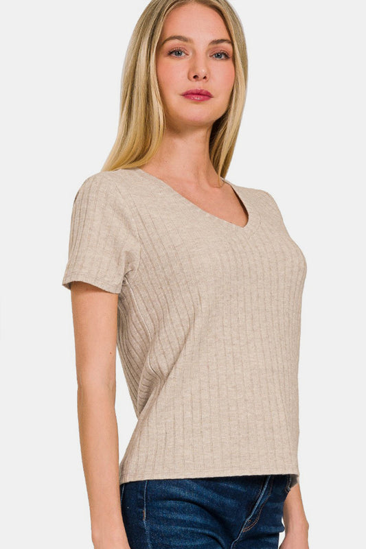 Zenana Ribbed Short Sleeve T-Shirt for Effortless Style