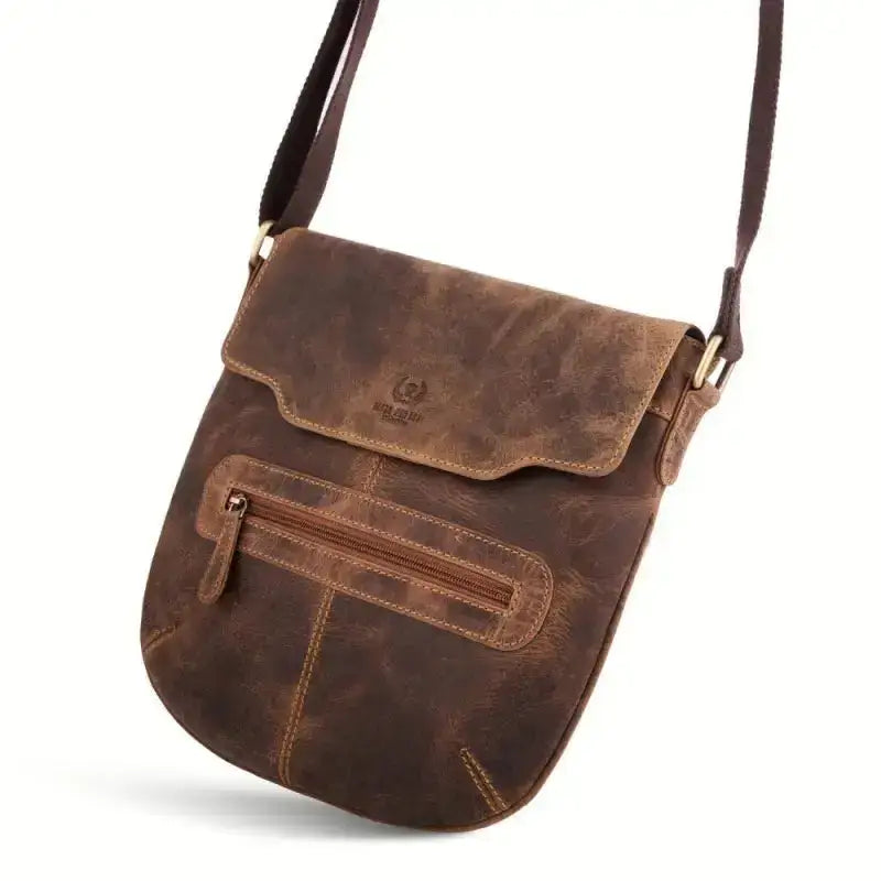 Elegant Leather Messenger Bag - Leather Handbag - Stylemz