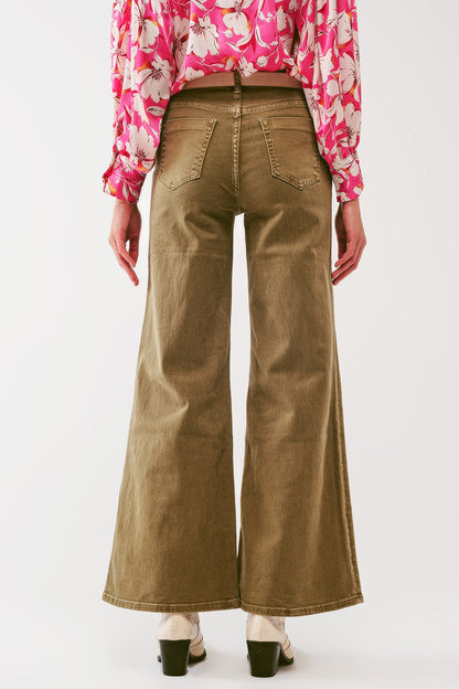 Flare Jeans in Khaki for a Relaxed Daily Look