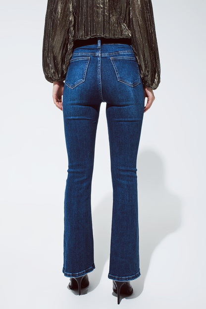 Flared Jeans With Shiny Stars Detail in Blue for Daily Wear