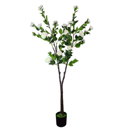 Flowering Natural White Artificial Camellia Tree 180cm - Lifelike Decor