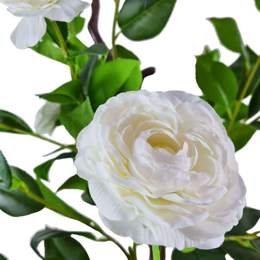 Flowering Natural White Artificial Camellia Tree 180cm - Lifelike Decor