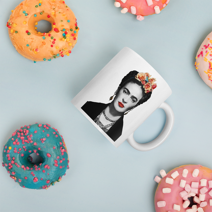 Frida Kahlo With Flowers Poster Artwork Mug for Coffee Lovers