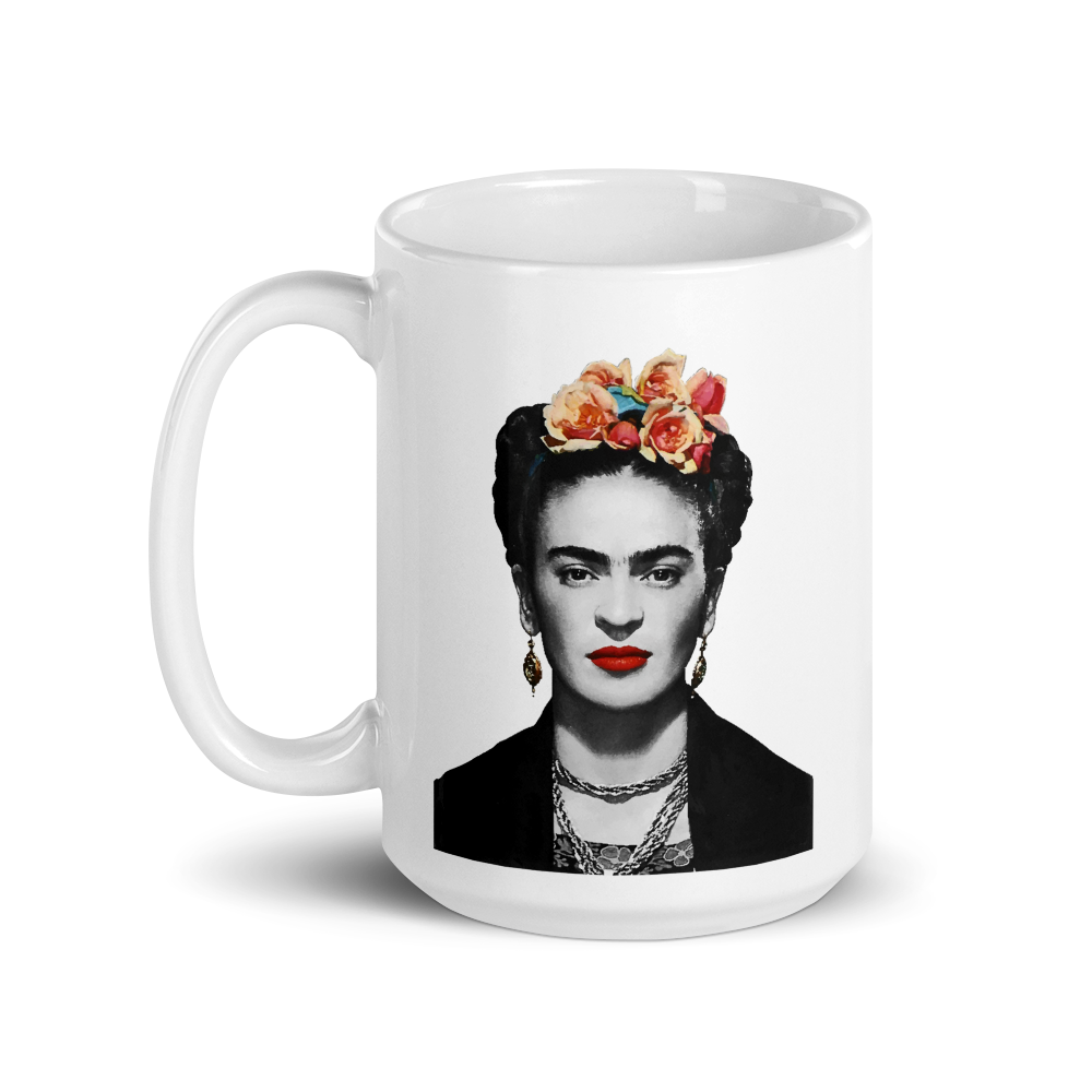 Frida Kahlo With Flowers Poster Artwork Mug for Coffee Lovers