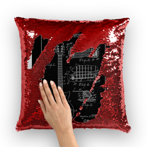 Gibson Les Paul Patent Sequin Cushion Cover for Home Decor