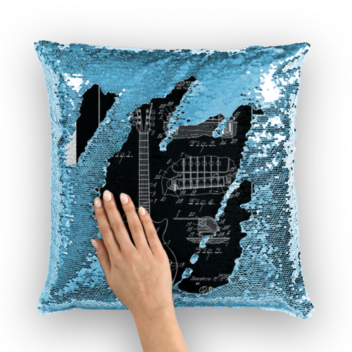 Gibson Les Paul Patent Sequin Cushion Cover for Home Decor