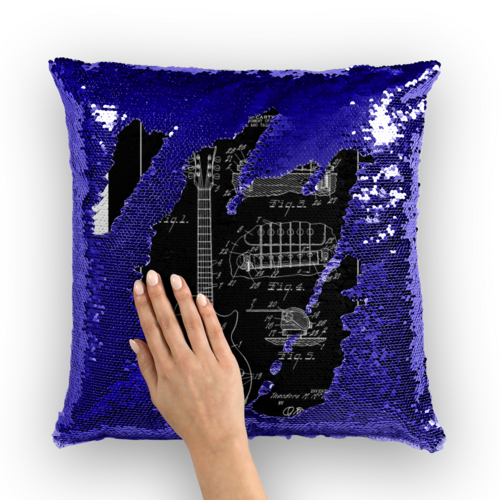 Gibson Les Paul Patent Sequin Cushion Cover for Home Decor