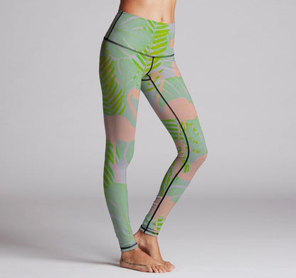 Green Bird Leggings for Comfortable Workout Performance