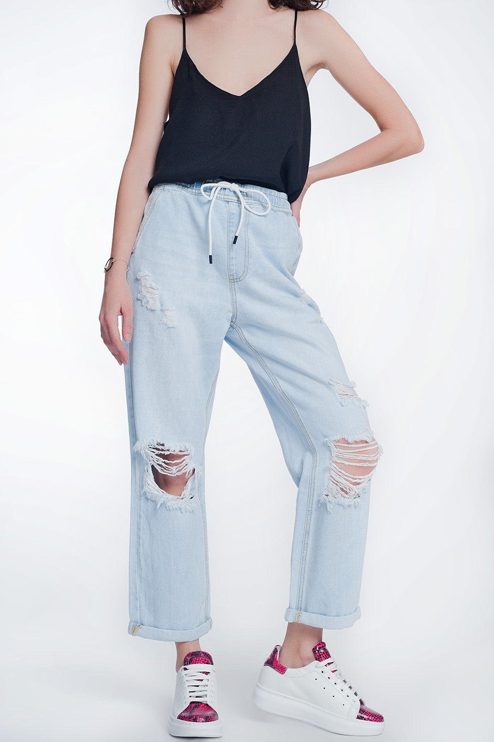 High Rise Straight Crop Jeans in Lightwash Blue Fit Great