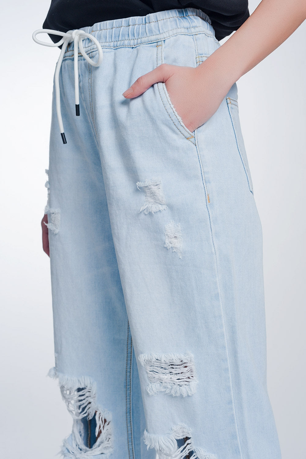 High Rise Straight Crop Jeans in Lightwash Blue Fit Great