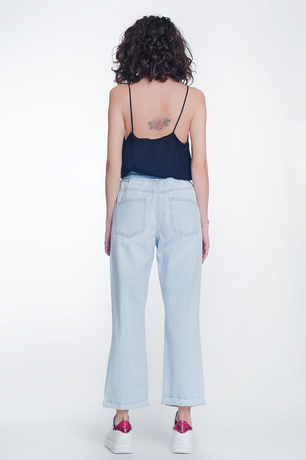 High Rise Straight Crop Jeans in Lightwash Blue Fit Great