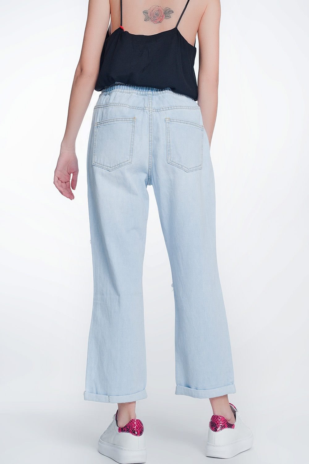 High Rise Straight Crop Jeans in Lightwash Blue Fit Great