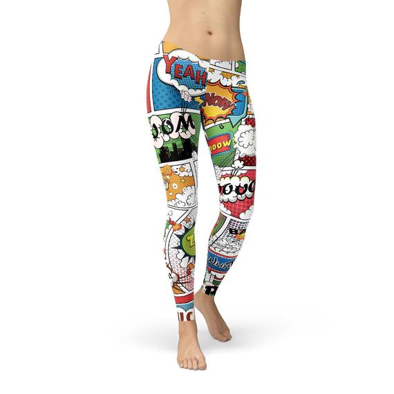 Womens Comic Book Leggings - Stylemz