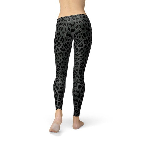 Womens Black Leopard Spots Leggings - Stylemz