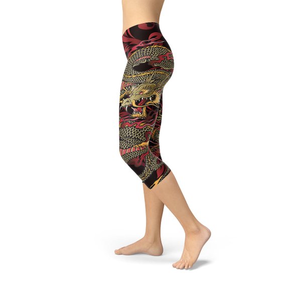 Womens Dragon Capri Leggings - Stylemz