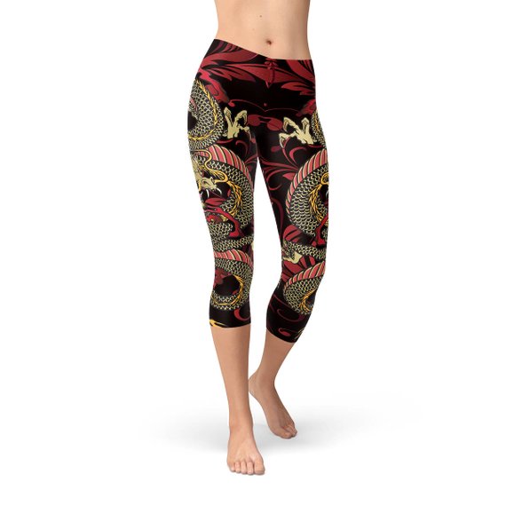 Womens Dragon Capri Leggings - Stylemz