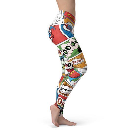 Womens Comic Book Leggings - Stylemz