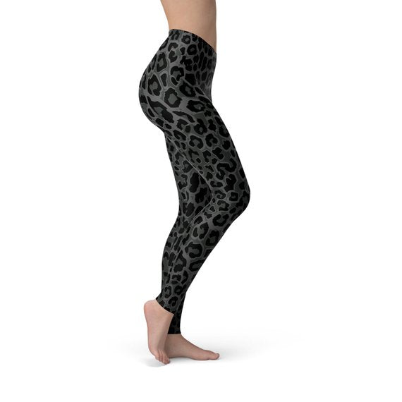 Womens Black Leopard Spots Leggings - Stylemz